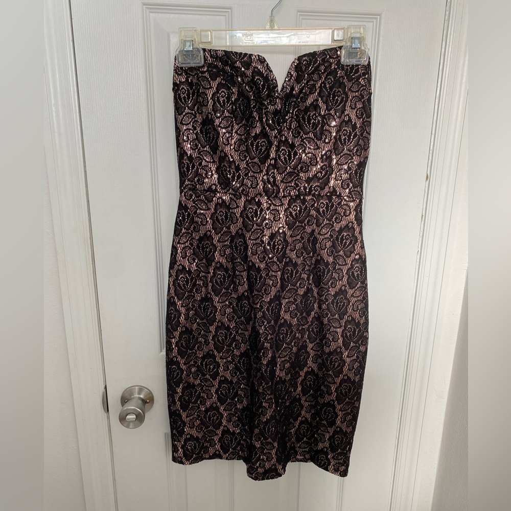 Gold Dress with Black Lace